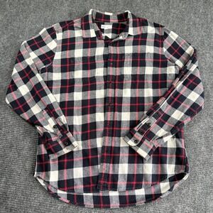 GAP Mens Standard Fit Plaid Flannel Button Down Shirt Black Red White Large